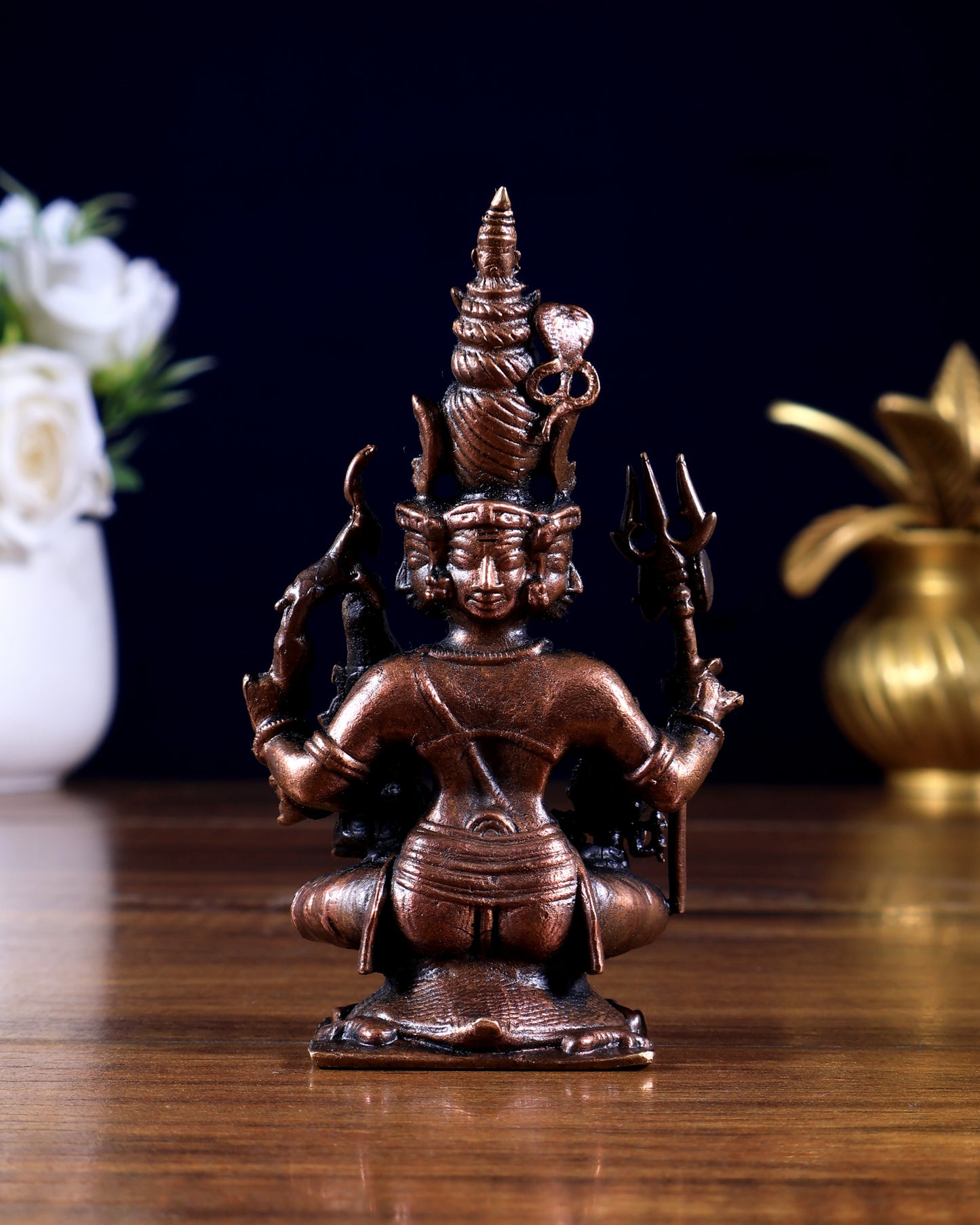 Pure Copper Lord Shiva Parivar Idol - 4.5 inch