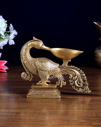Pure Brass Annam Pakshi Diya – Traditional Old-Style Vilakku