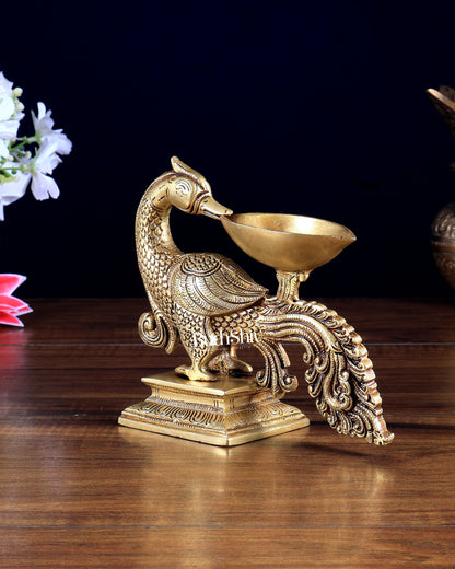 Pure Brass Annam Pakshi Diya – Traditional Old-Style Vilakku