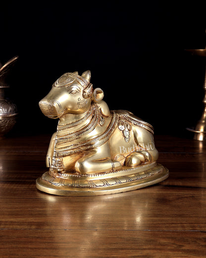 Pure Brass Nandi Statue – 6 Inches | Handcrafted