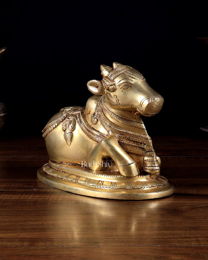 Pure Brass Nandi Statue – 6 Inches | Handcrafted