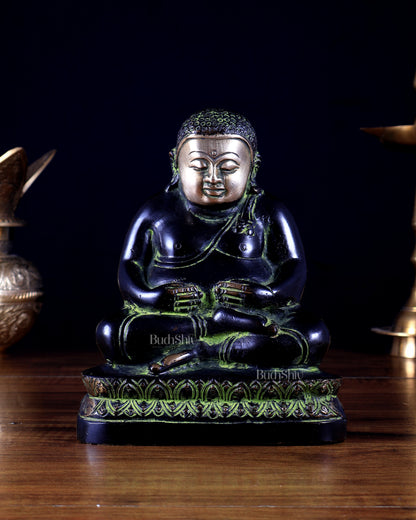 Pure Brass Phra Sangkachai Statue – Black & Green