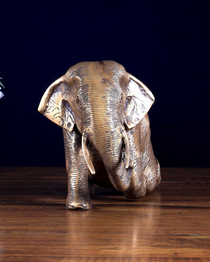 Brass Vintage Crawling Baby Elephant Showpiece – 6 Inch