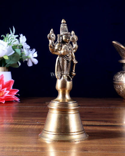 Pure Brass Lord Vishnu Hand Bell - 6.5 in