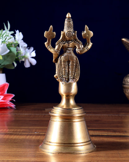 Pure Brass Lord Vishnu Hand Bell - 6.5 in