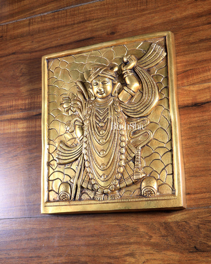 Brass Shrinath Ji Wall Hanging 11 inch