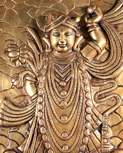 Brass Shrinath Ji Wall Hanging 11 inch