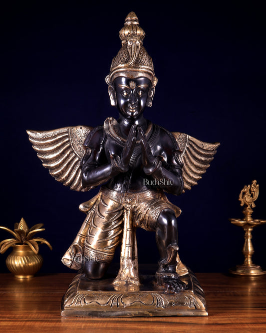 Pure Brass Large Garuda Statue – Black Finish