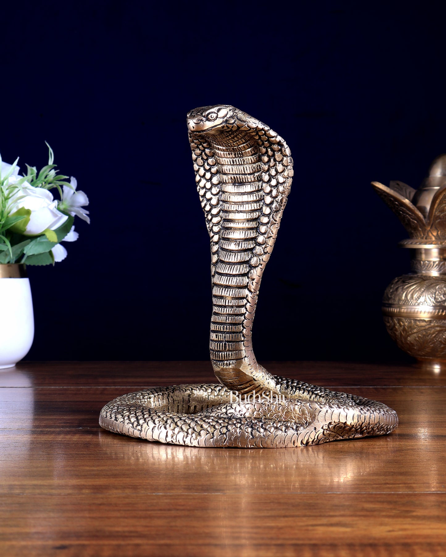 Pure Brass Vasuki Naag Snake / Serpent Hindu Idol 7.67 inch