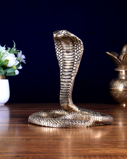 Pure Brass Vasuki Naag Snake / Serpent Hindu Idol 7.67 inch