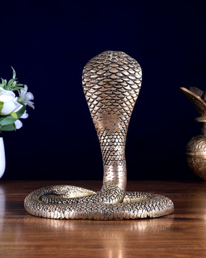 Pure Brass Vasuki Naag Snake / Serpent Hindu Idol 7.67 inch