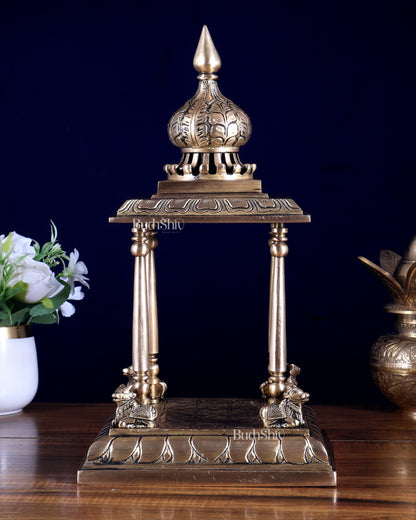 Brass Unique Temple with Nandi Design 13.5 inch