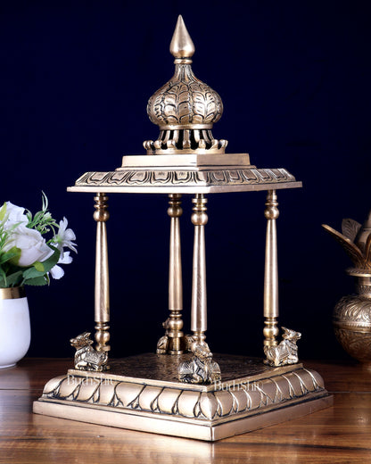 Brass Unique Temple with Nandi Design 13.5 inch