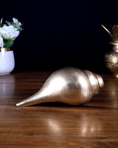 Pure Brass Blowing Shankh / Conch 8"