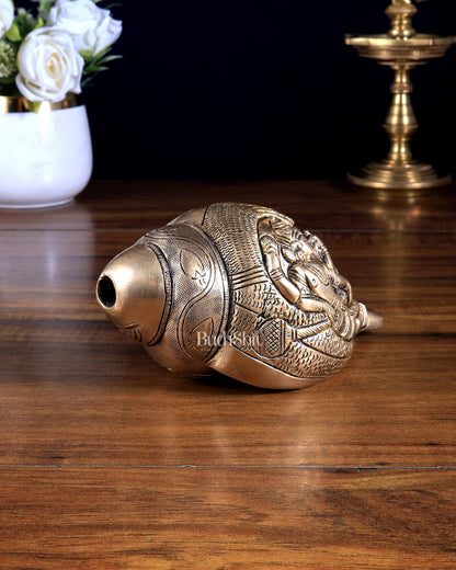 Pure Brass Lakshmi Narayana Design Blowing Shankh / Conch