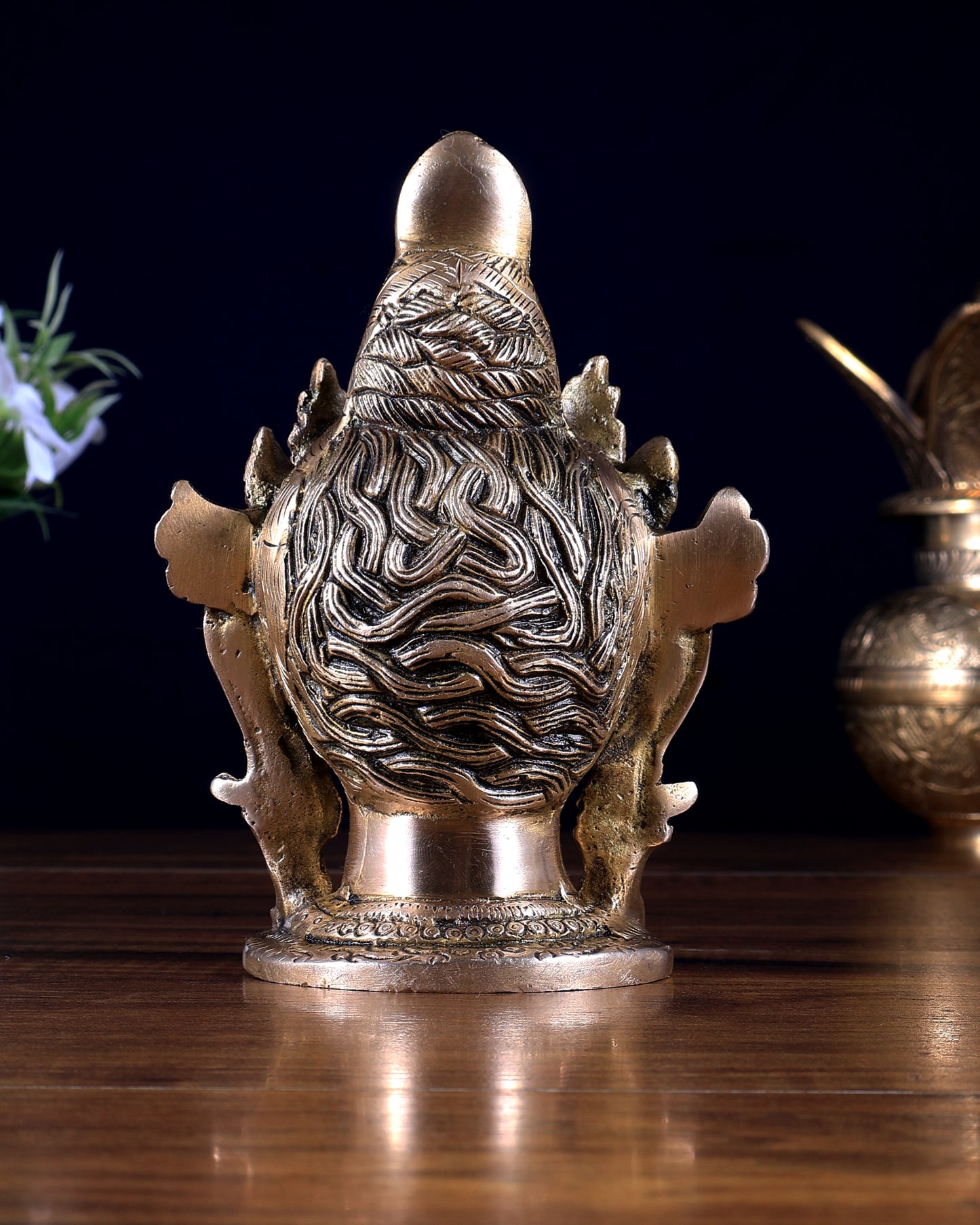 Brass Crowned Tara Face Head Statue – Table Accent Decor