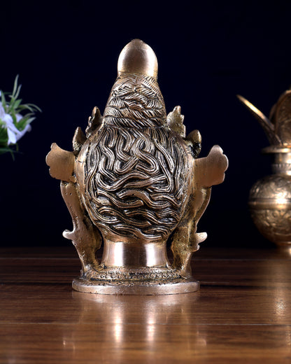 Brass Crowned Tara Face Head Statue – Table Accent Decor