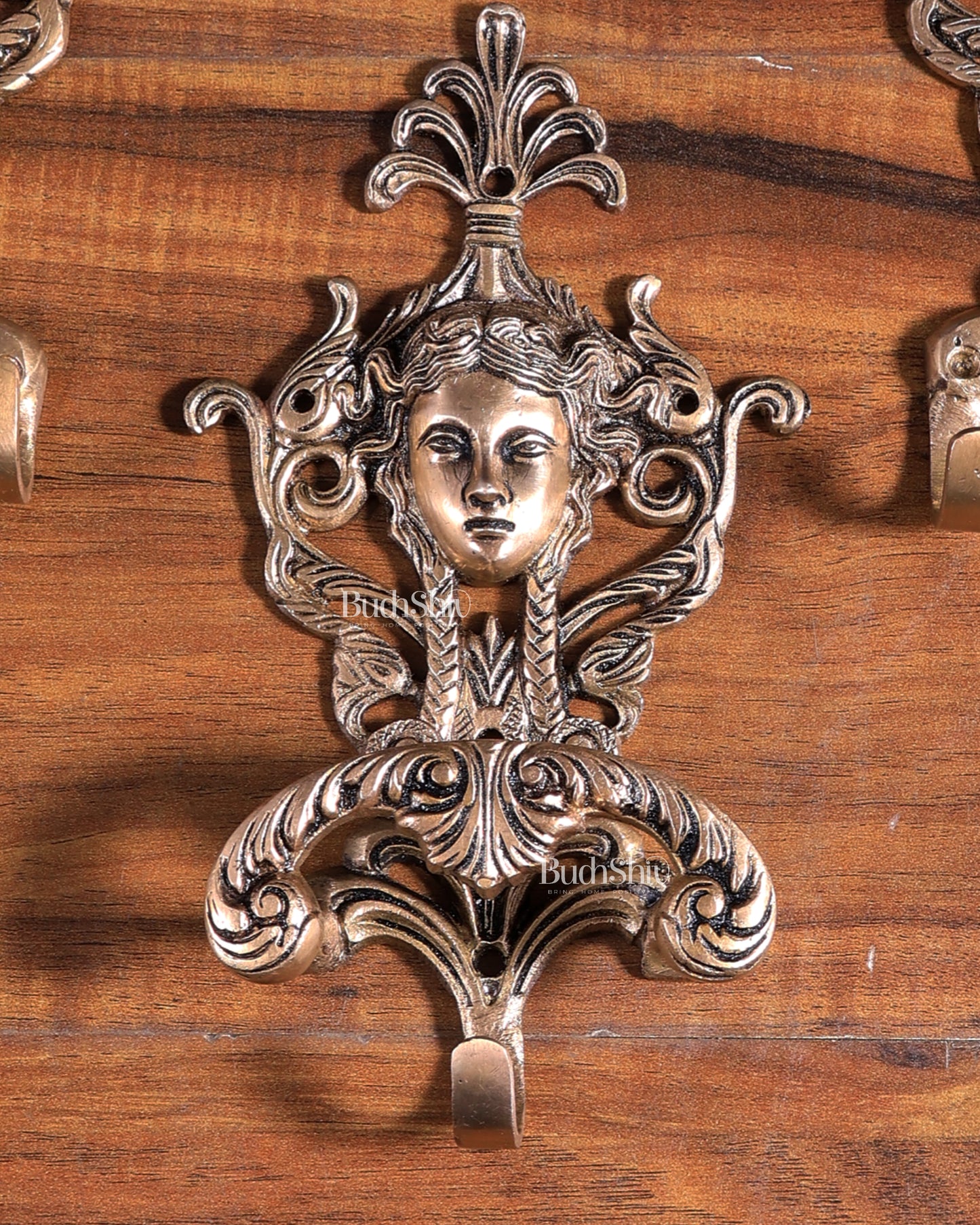 Victorian Vintage Brass Multipurpose Wall Hanging Hook 9 inch