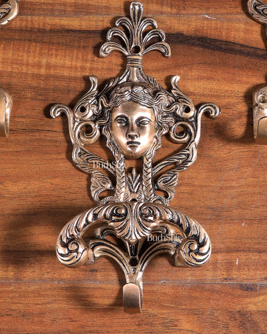 Victorian Vintage Brass Multipurpose Wall Hanging Hook 9 inch