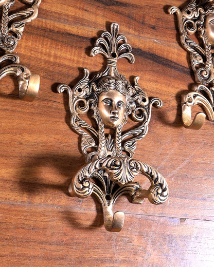 Victorian Vintage Brass Multipurpose Wall Hanging Hook 9 inch