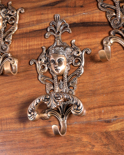 Victorian Vintage Brass Multipurpose Wall Hanging Hook 9 inch