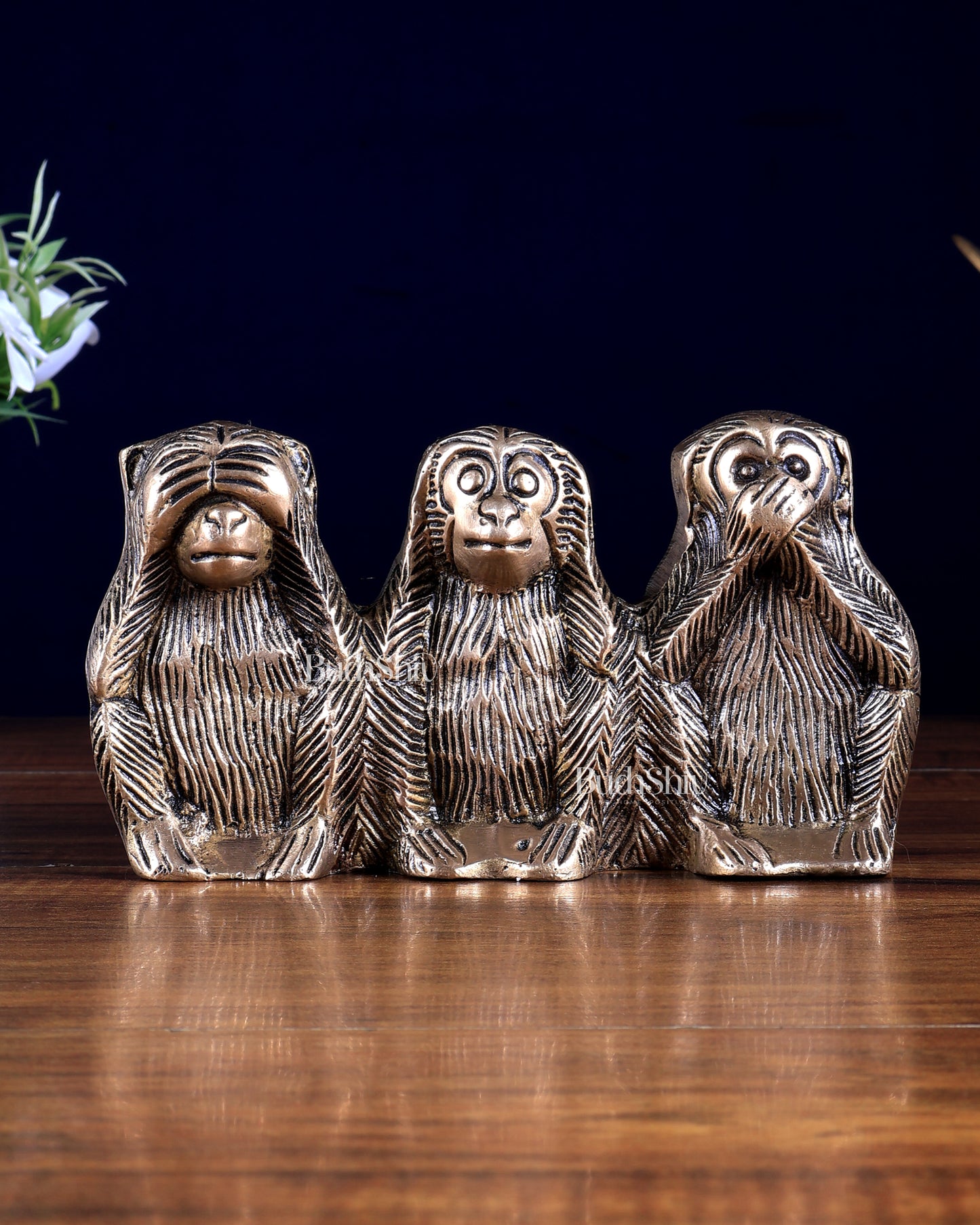Pure Brass Three Monkeys – See No Evil, Hear No Evil, Say No Evil Showpiece