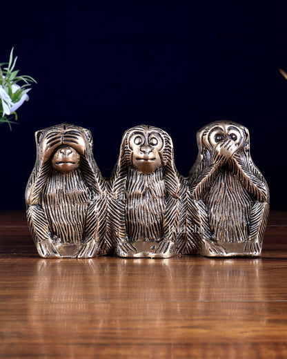 Pure Brass Three Monkeys – See No Evil, Hear No Evil, Say No Evil Showpiece