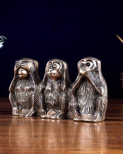 Pure Brass Three Monkeys – See No Evil, Hear No Evil, Say No Evil Showpiece