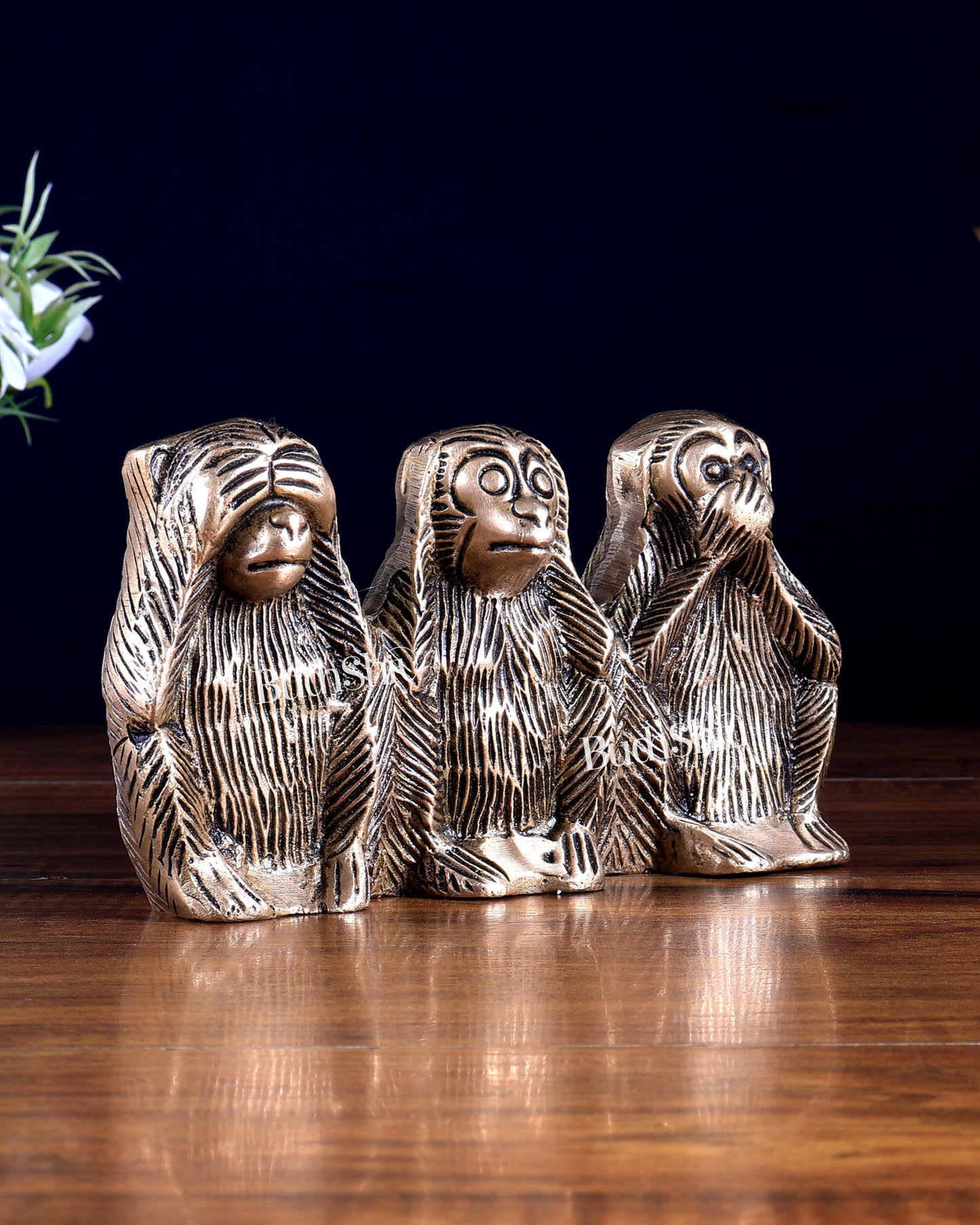 Pure Brass Three Monkeys – See No Evil, Hear No Evil, Say No Evil Showpiece