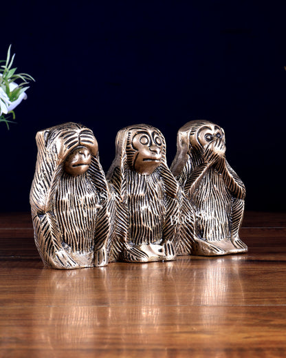 Pure Brass Three Monkeys – See No Evil, Hear No Evil, Say No Evil Showpiece