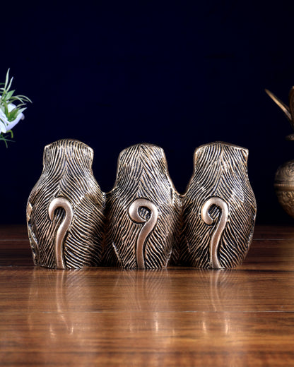 Pure Brass Three Monkeys – See No Evil, Hear No Evil, Say No Evil Showpiece