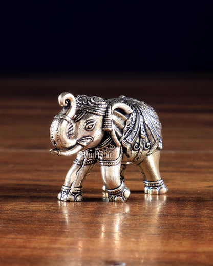 Brass Superfine Elephant Miniature Idol – Showpiece & Gift 2 inch