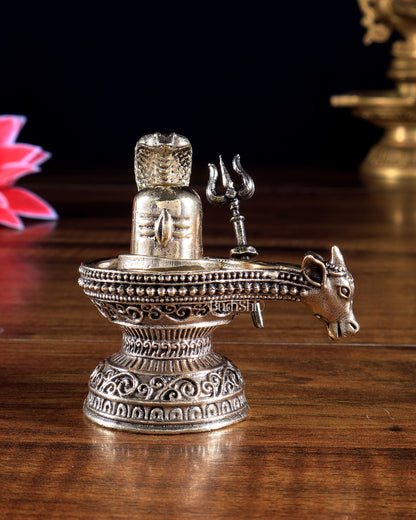Brass Superfine Shivling with Trishul Miniature – Ideal for Daily Puja & Gifting