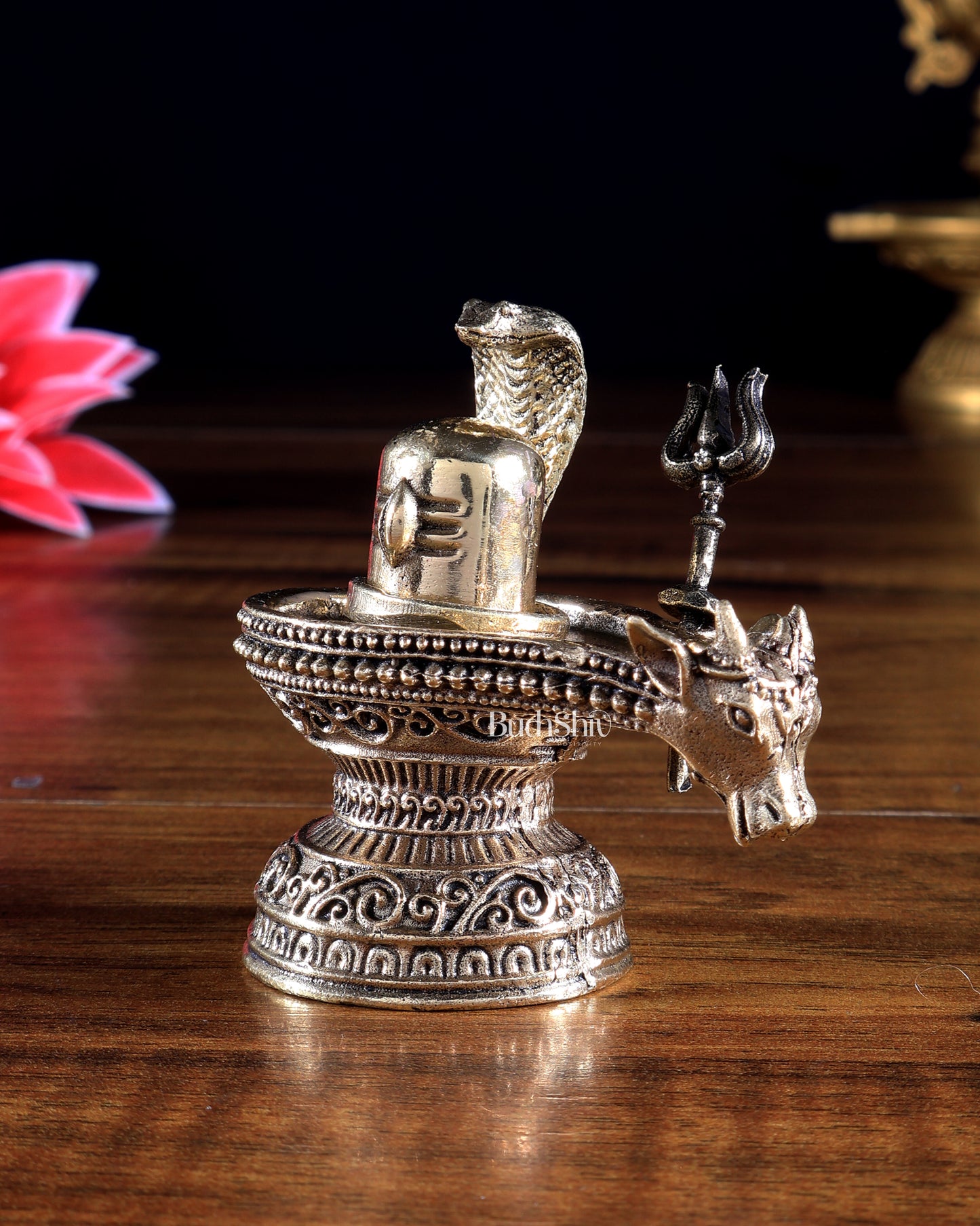 Brass Superfine Shivling with Trishul Miniature – Ideal for Daily Puja & Gifting