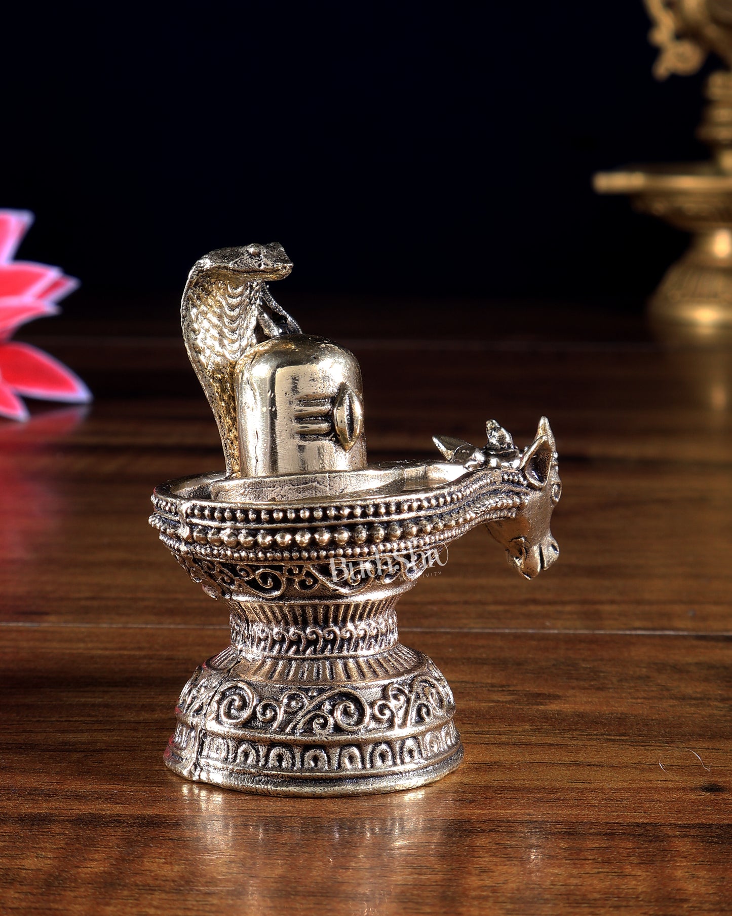 Brass Superfine Shivling with Trishul Miniature – Ideal for Daily Puja & Gifting