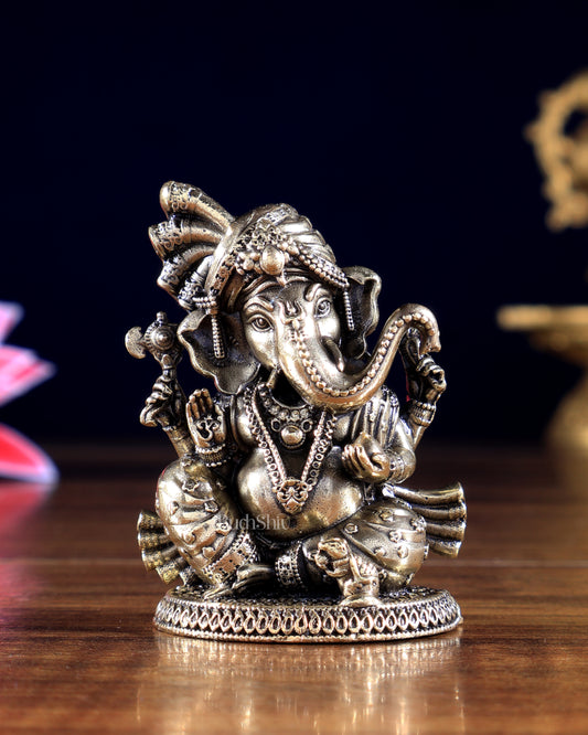 Miniature Brass Superfine Ganesha Idol – Pocket-Size Blessings for Home & Gifts