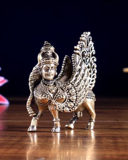 Brass Superfine Goddess Kamdhenu Miniature – Highly Detailed Auspicious Idol