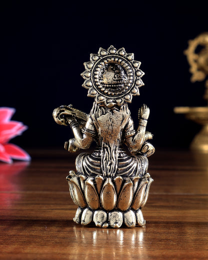 Brass Superfine Goddess Saraswati Miniature Idol 2.5 inch