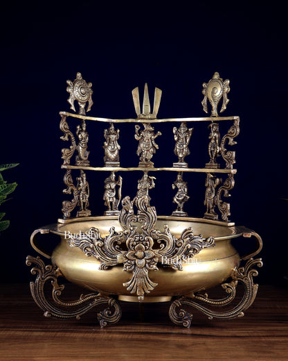 Pure Brass Large Dashavatar Urli – Majestic Traditional Decor for Homes & Ceremonies