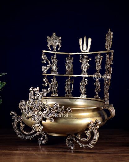 Pure Brass Large Dashavatar Urli – Majestic Traditional Decor for Homes & Ceremonies