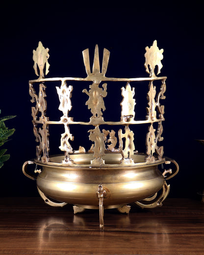 Pure Brass Large Dashavatar Urli – Majestic Traditional Decor for Homes & Ceremonies