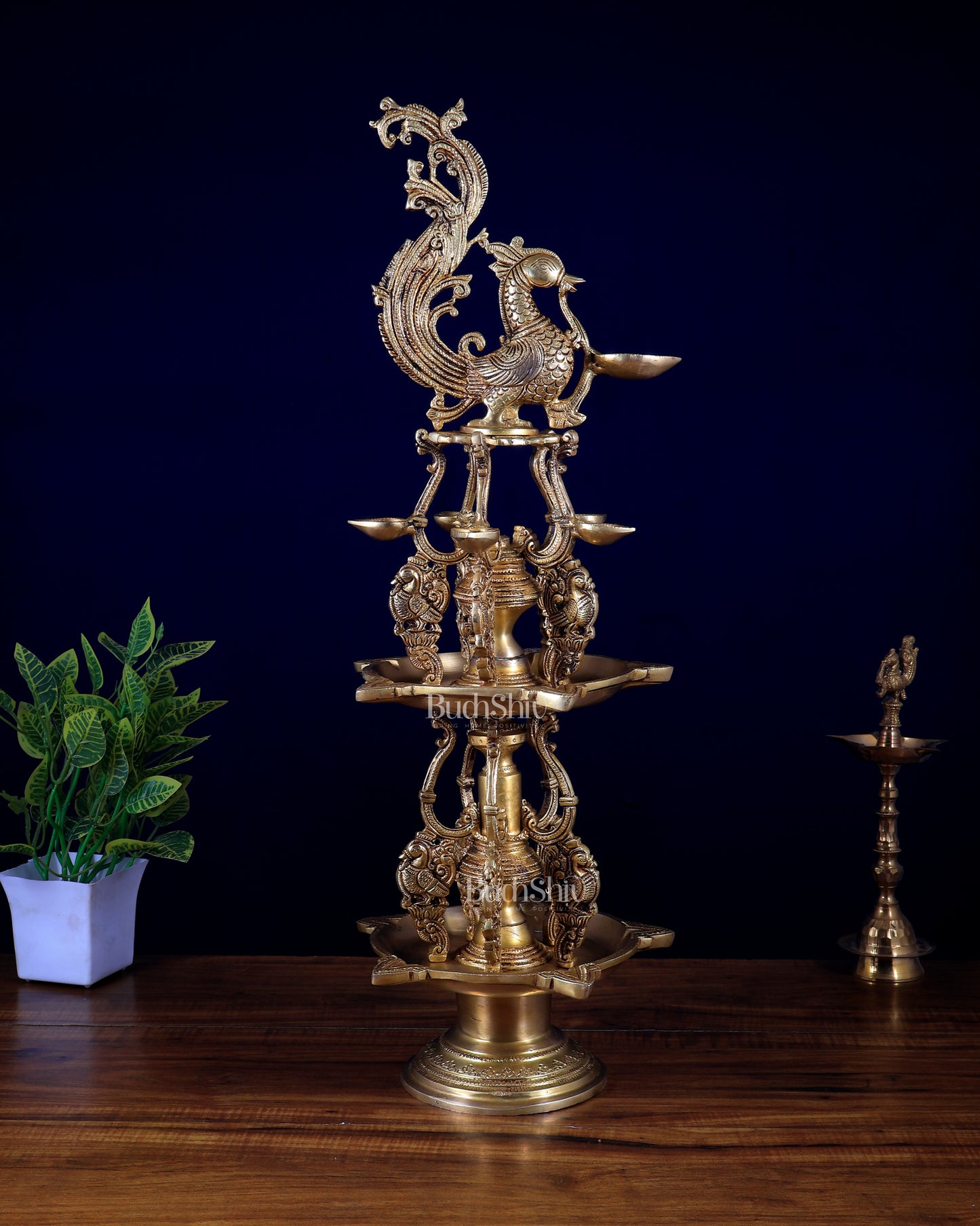 Brass Superfine Annam Pakshi Oil Lamp (Double-Storey Diya) Ceremonies & Inauguration 27 inch