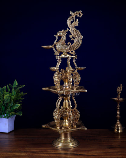 Brass Superfine Annam Pakshi Oil Lamp (Double-Storey Diya) Ceremonies & Inauguration 27 inch