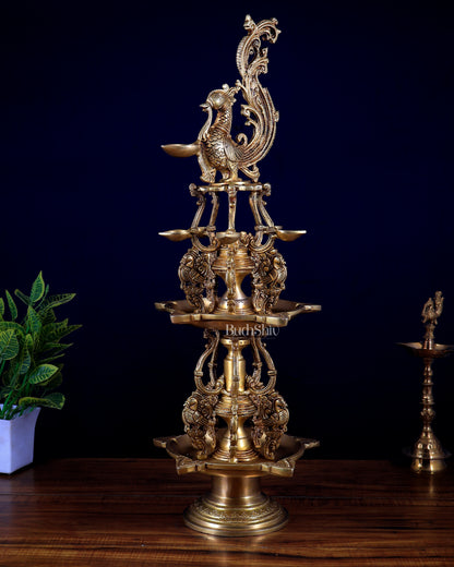 Brass Superfine Annam Pakshi Oil Lamp (Double-Storey Diya) Ceremonies & Inauguration 27 inch