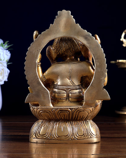 Unique Pure Brass Brahman Ganesha Idol – 6.5 Inch | Handcrafted Brass Statue | BudhShiv