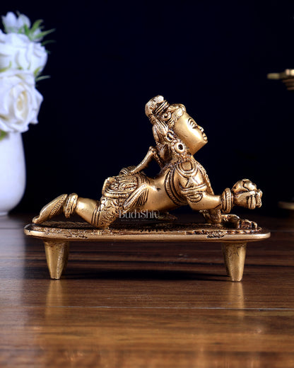 Unique Pure Brass Laddoo Gopal Baby Krishna on Chowki – 4.5 Inch | BudhShiv