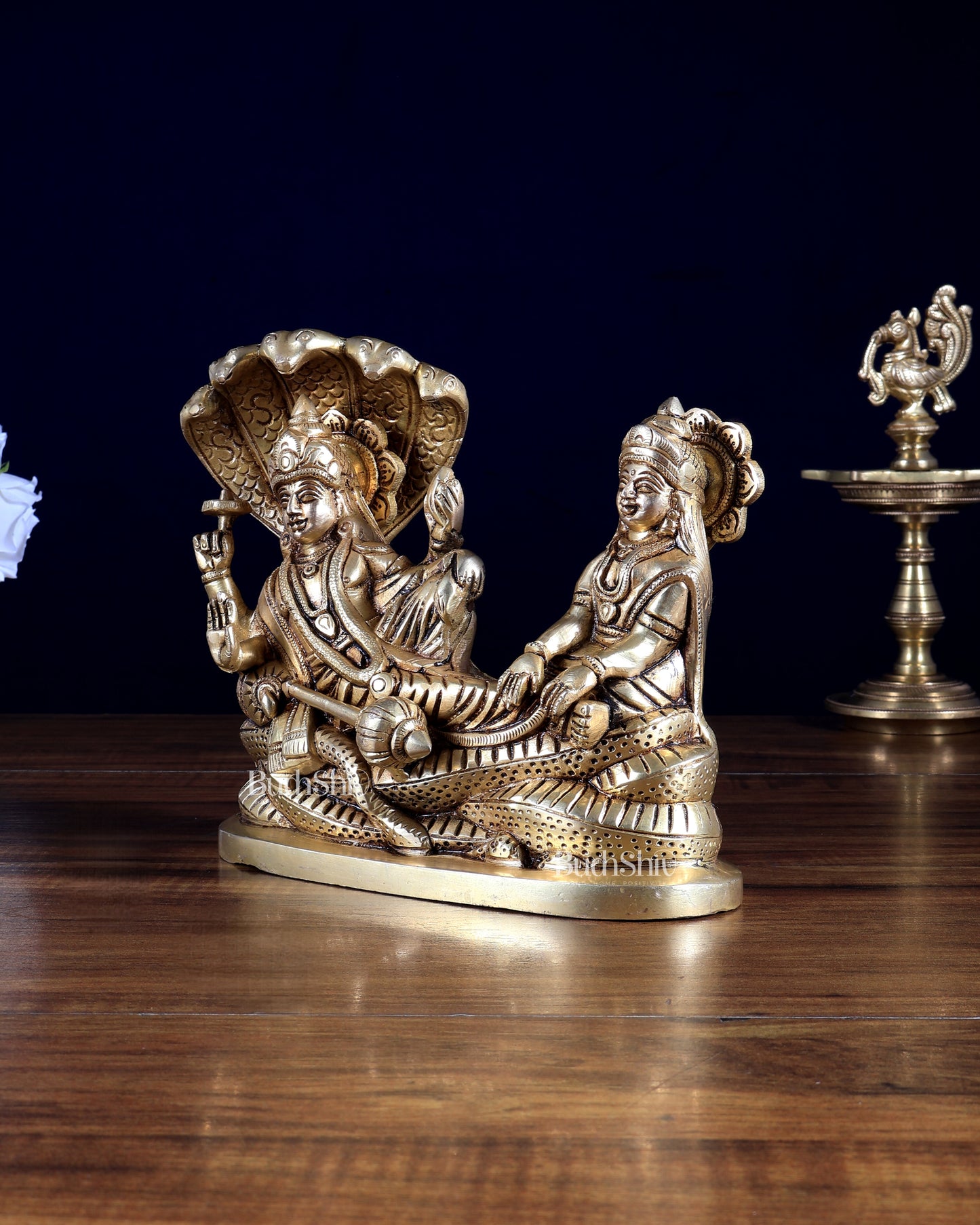 Brass Narayan Lakshmi Idol 7 inch