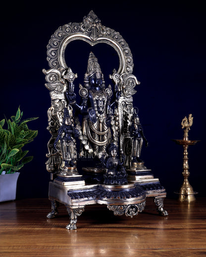 Brass Tirupati Balaji with Bhudevi, Sridevi & Padmavathi 23 inch