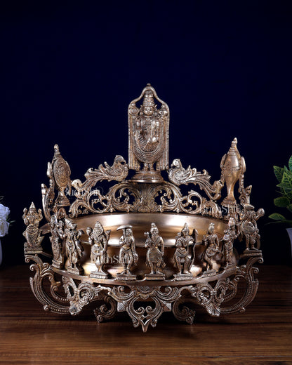 Dashavatar Pure Brass Urli large With Tirupati Balaji 17 inch