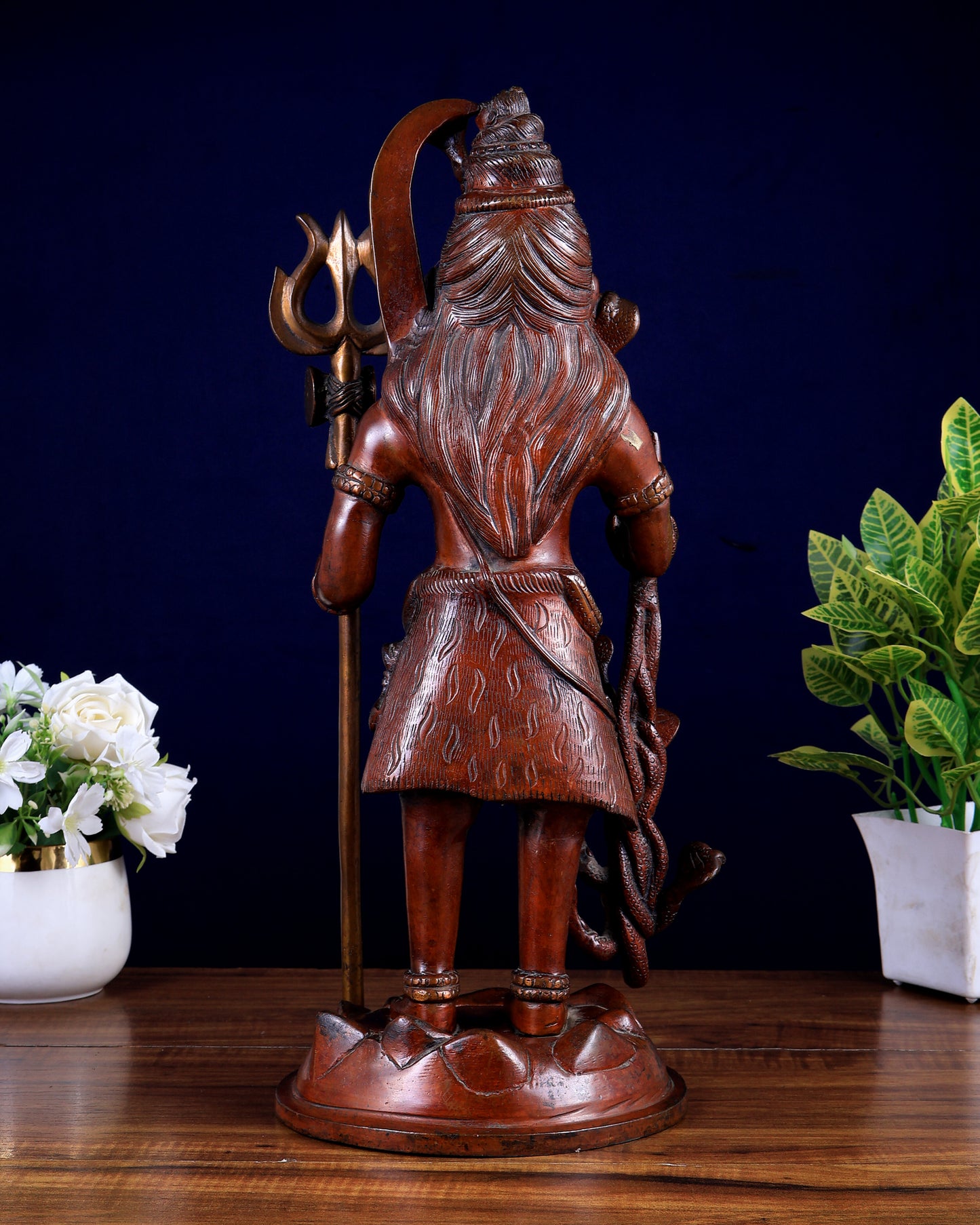 Brass Standing Lord Shiva Statue - copper finish - 18"